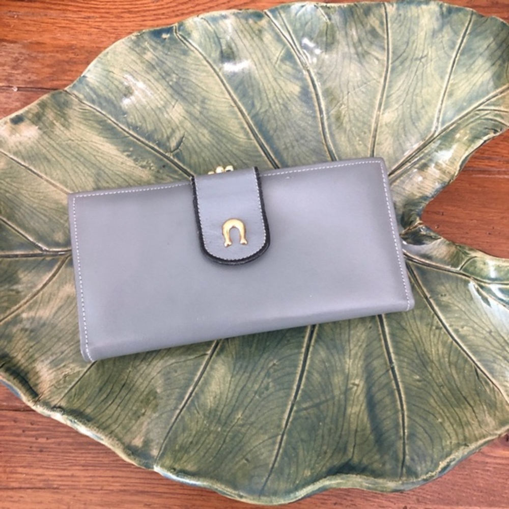 Vintage genuine cowhide split clutch wallet made in USA